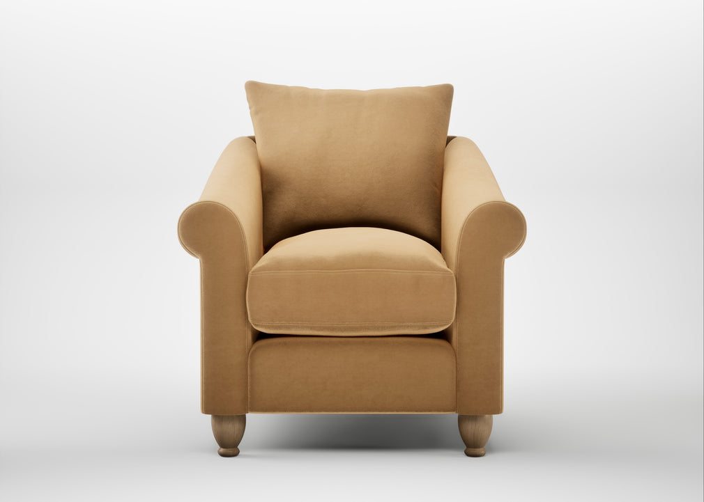 Devon Armchair Wool Velvet Camel / Natural