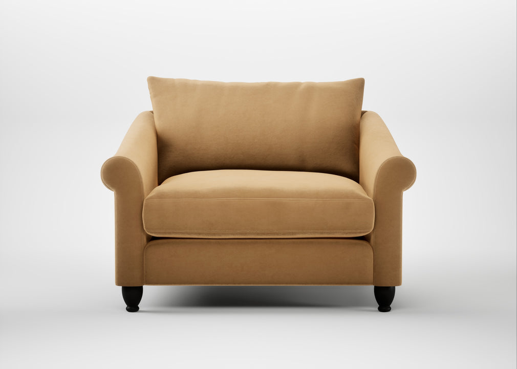 Devon Loveseat Wool Velvet Camel / Black