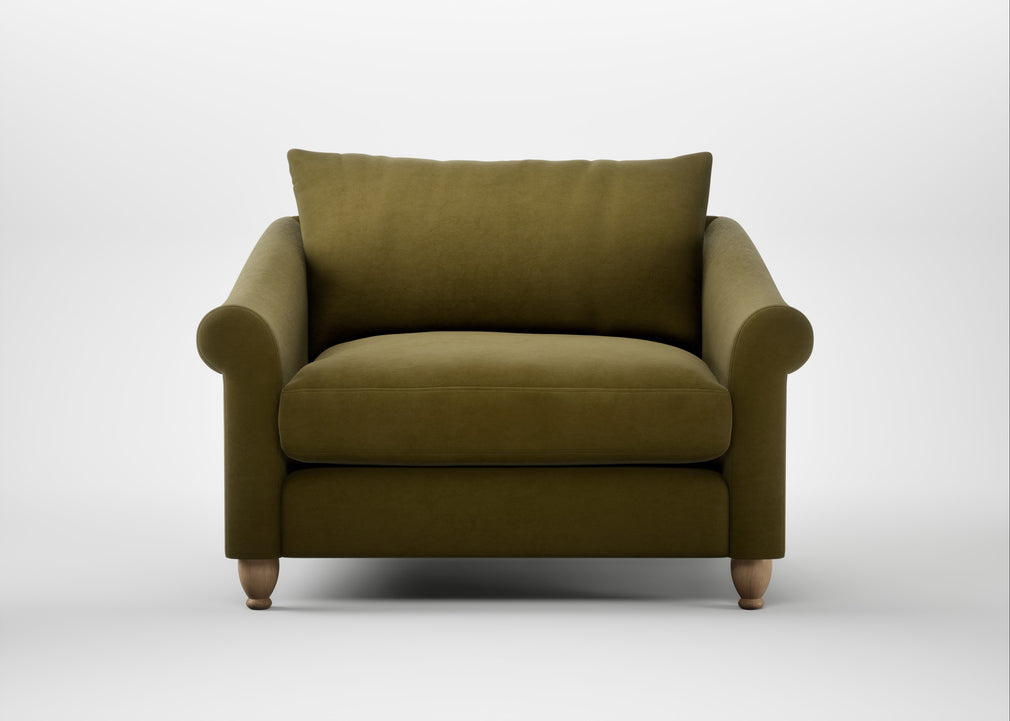 Devon Loveseat Wool Velvet Olive / Natural