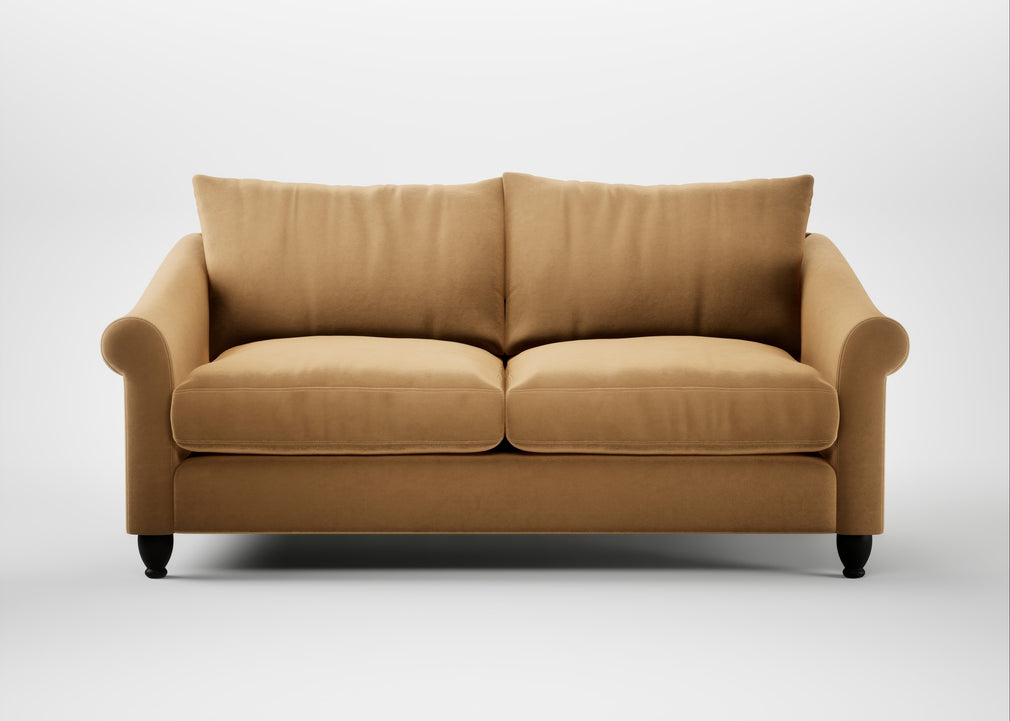 Devon 3 Seater Sofa Wool Velvet Camel / Black