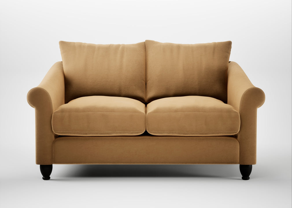 Devon 2 Seater Sofa Wool Velvet Camel / Black