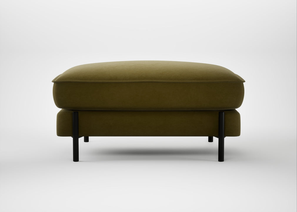 Tortona Footstool Wool Velvet Olive