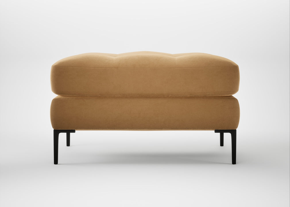 Eton Footstool Wool Velvet Camel / Black