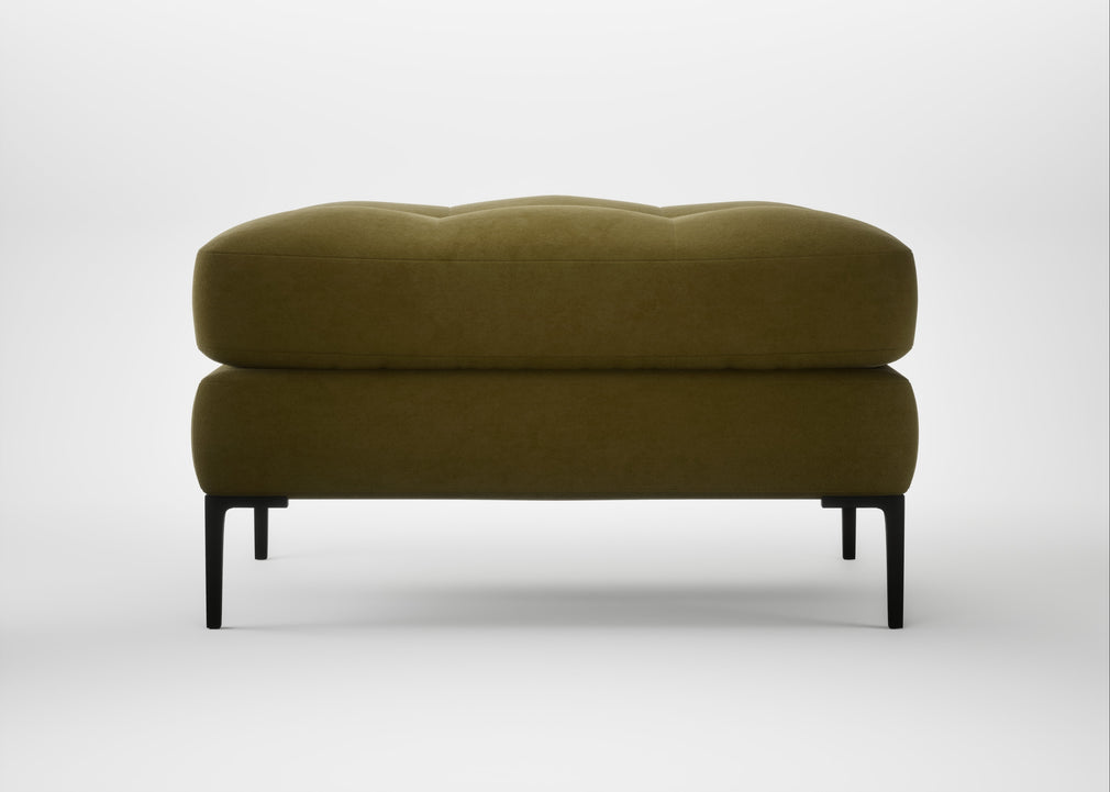 Eton Footstool Wool Velvet Olive / Black
