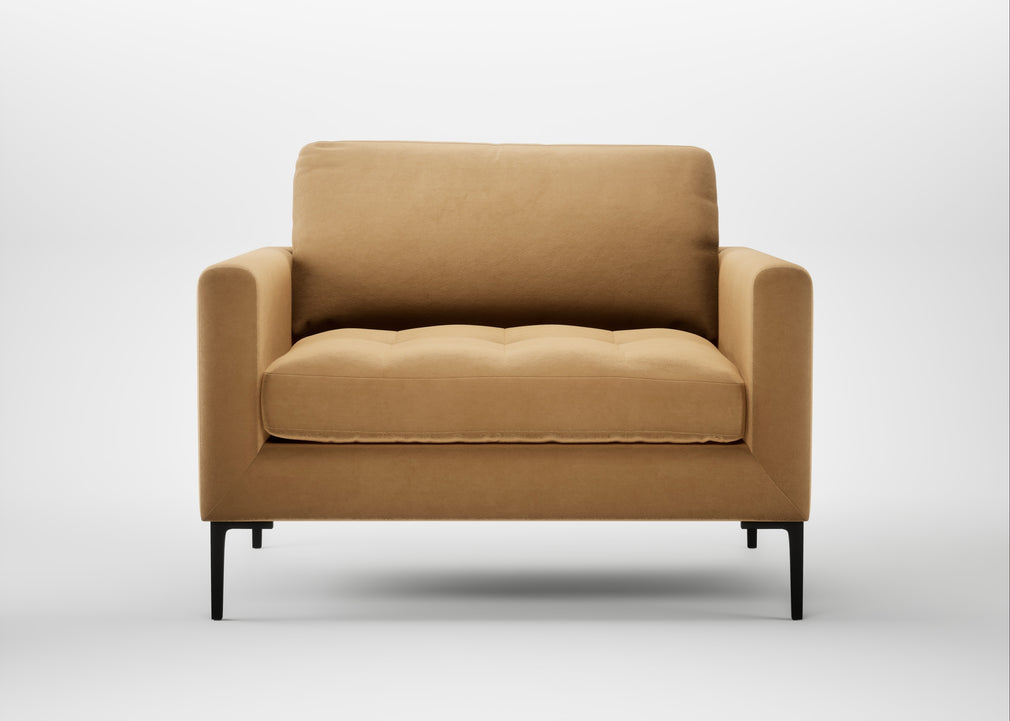 Eton Loveseat Wool Velvet Camel / Black