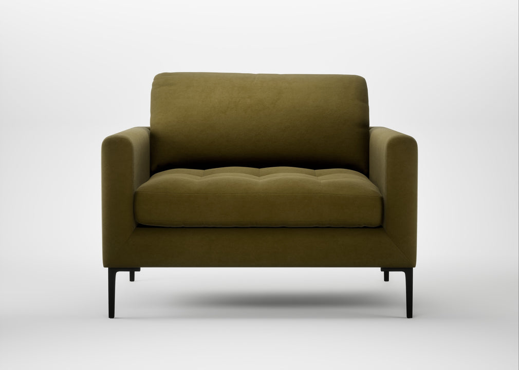 Eton Loveseat Wool Velvet Olive / Black
