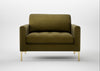 Eton Loveseat Wool Velvet Olive / Brass