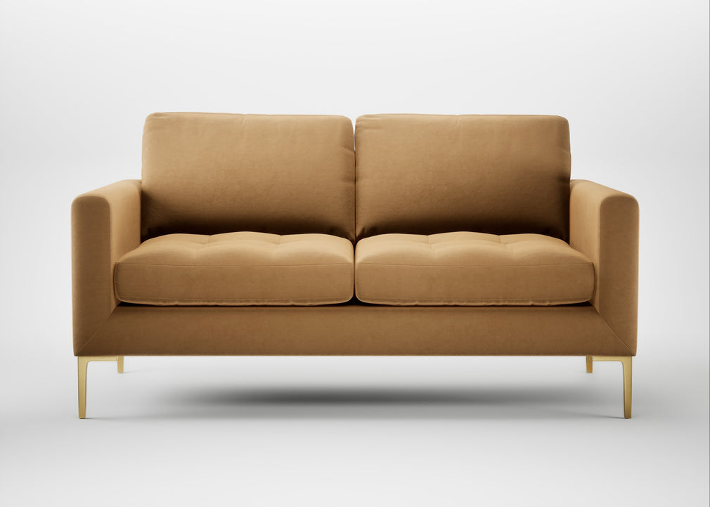 Eton 2 Seater Sofa Wool Velvet Camel / Brass