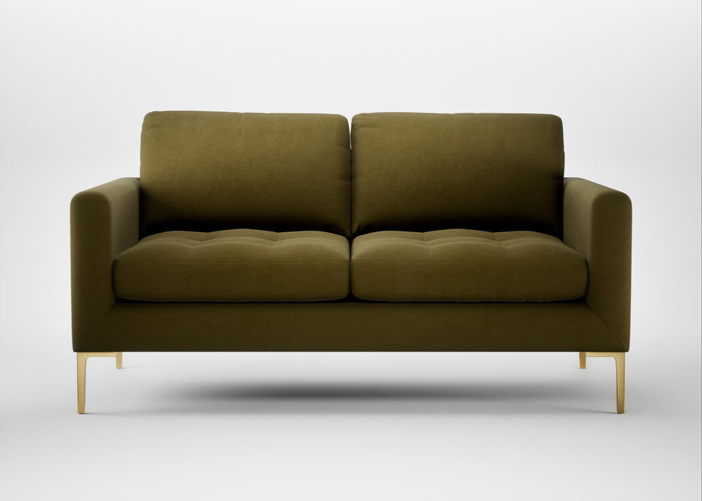 Eton 2 Seater Sofa Wool Velvet Olive / Brass