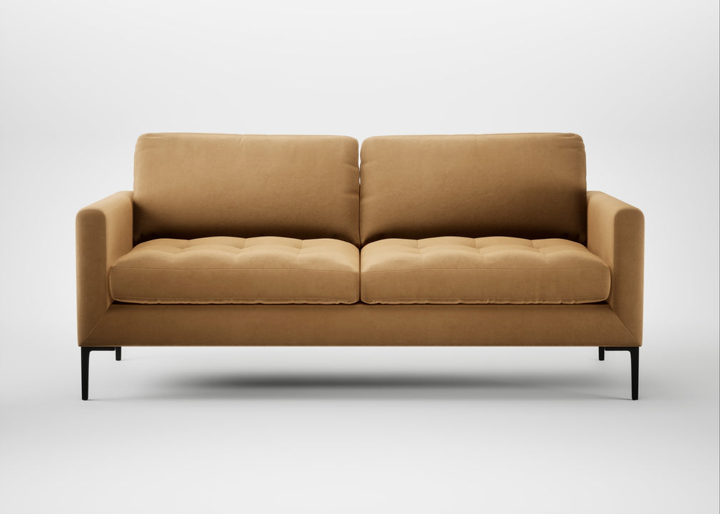 Eton 3 Seater Sofa Wool Velvet Camel / Black