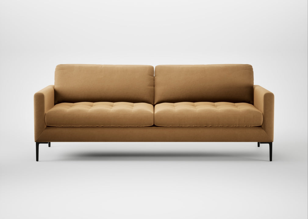 Eton 4 Seater Sofa Wool Velvet Camel / Black