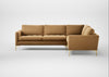 Eton Right Hand Facing Corner Sofa Wool Velvet Camel / Brass