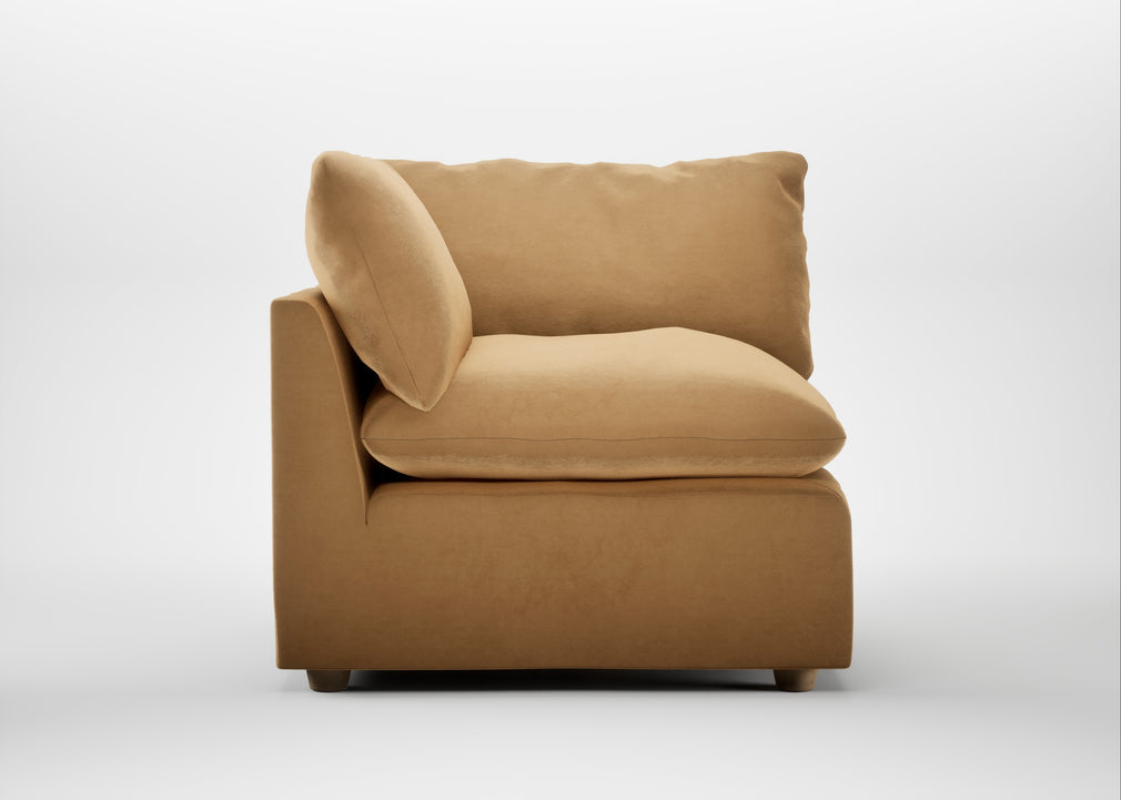 Astrid Corner Unit Wool Velvet Camel / Natural Beech