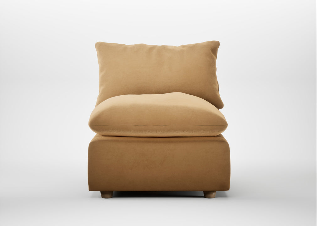 Astrid Single Unit Wool Velvet Camel / Natural Beech