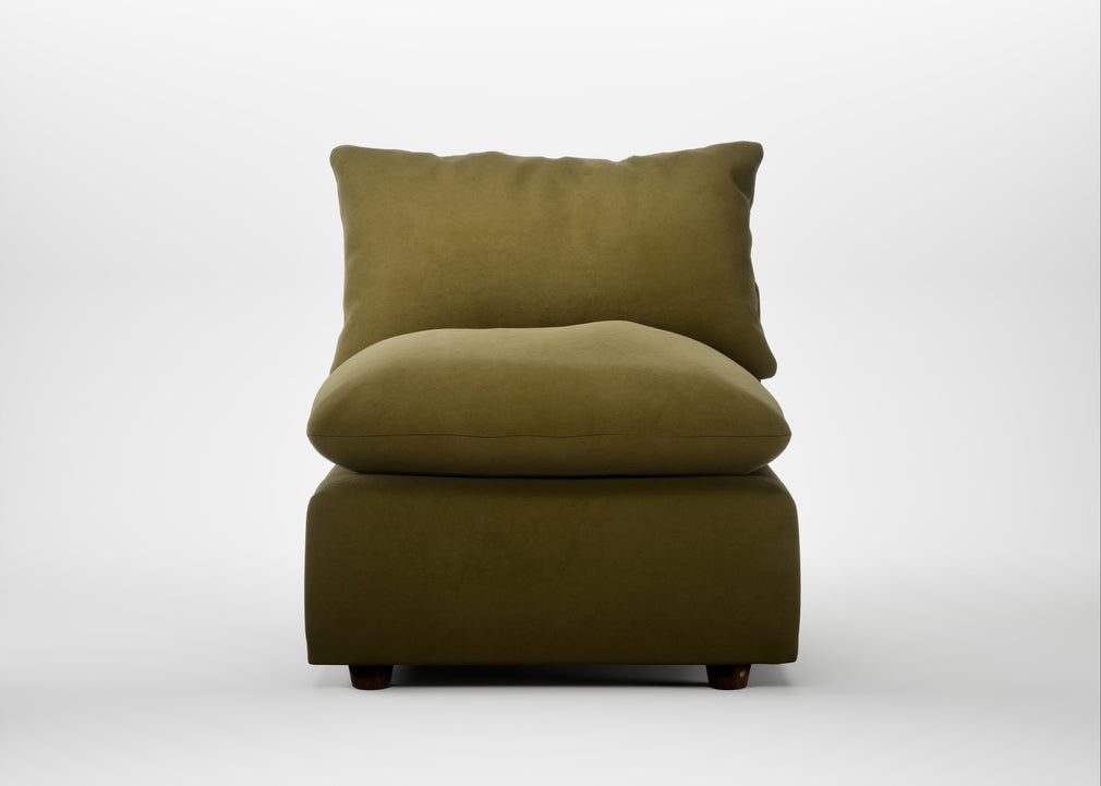 Astrid Single Unit Wool Velvet Olive / Walnut Stained Beech