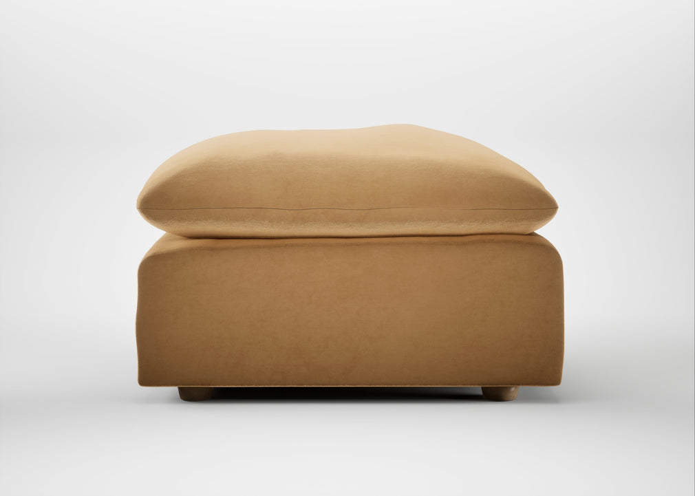 Astrid Ottoman Wool Velvet Camel / Natural Beech