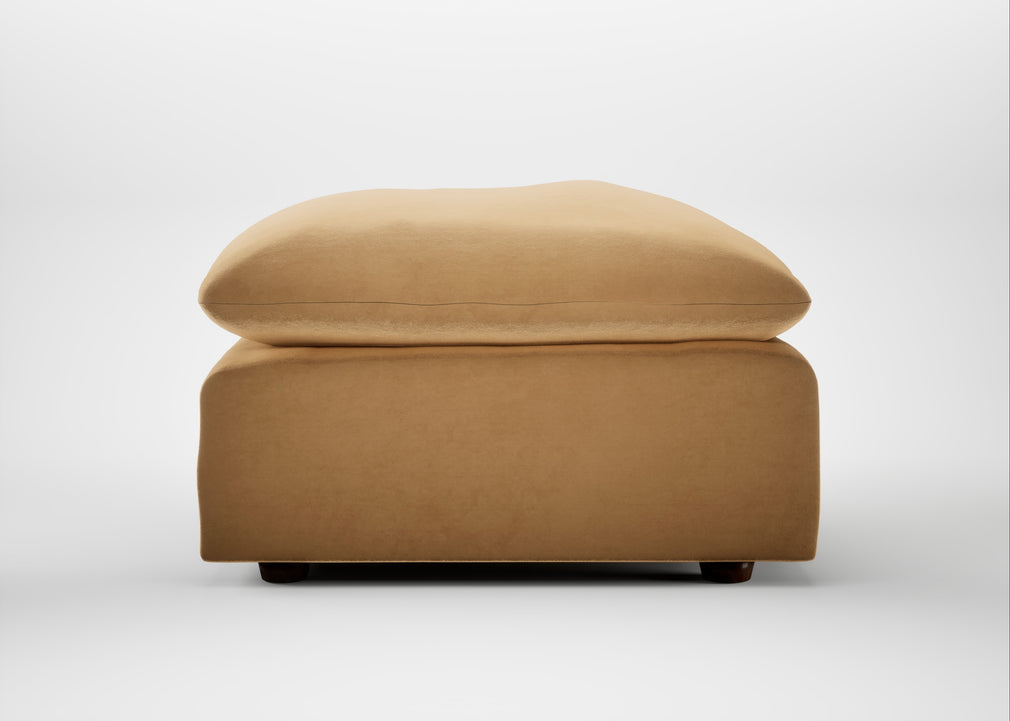 Astrid Ottoman Wool Velvet Camel / Walnut Stained Beech