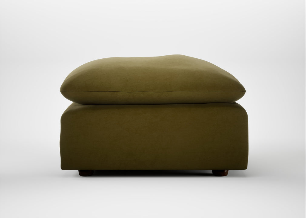 Astrid Ottoman Wool Velvet Olive / Walnut Stained Beech