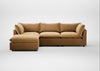 Astrid Left Hand Facing Corner Chaise Sofa Wool Velvet Camel / Walnut Stained Beech