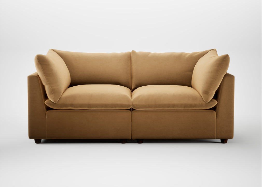 Astrid 3 Seater Sofa Wool Velvet Camel / Walnut Stained Beech