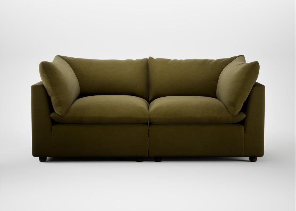 Astrid 3 Seater Sofa Wool Velvet Olive / Walnut Stained Beech