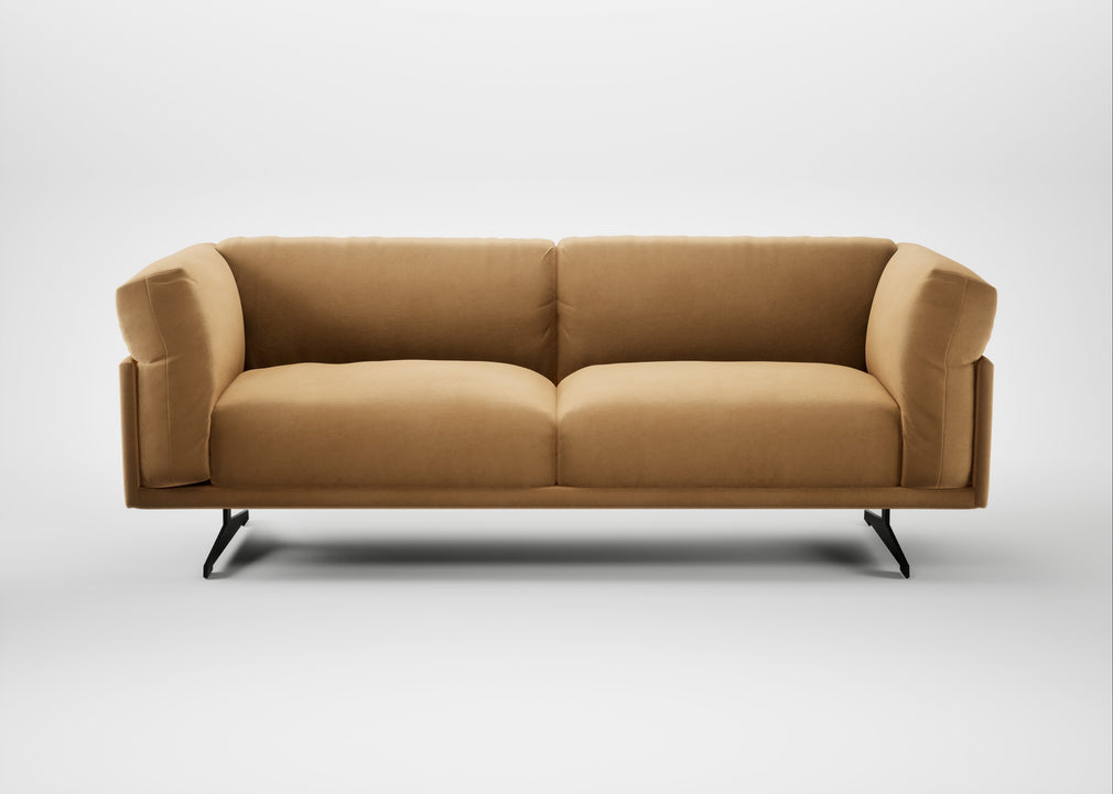 Novara 3 Seater Sofa Wool Velvet Camel / Black