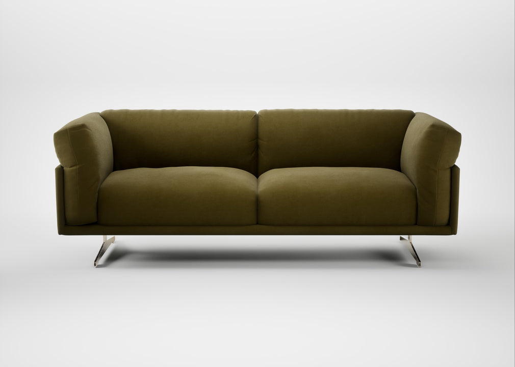 Novara Ottoman Wool Velvet Olive / Stainless Steel