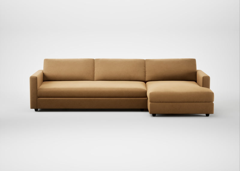 Nimbus II Right Hand Facing Chaise Sofa Wool Velvet Camel