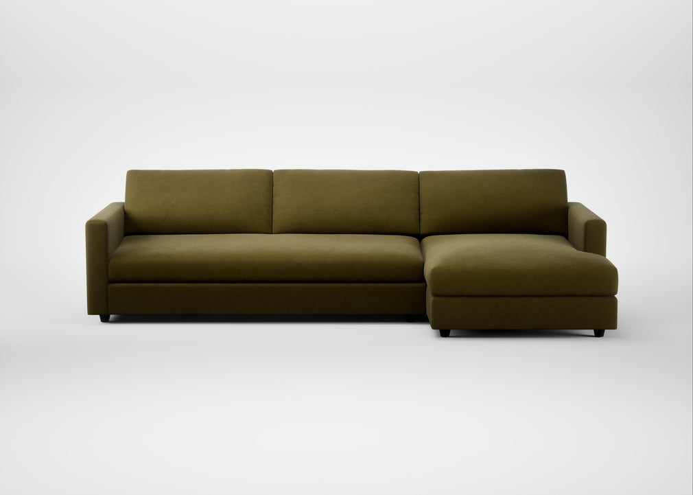 Nimbus II Right Hand Facing Chaise Sofa Wool Velvet Olive