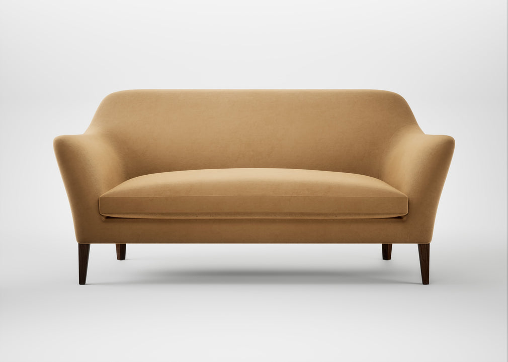 Wallis 3 Seater Sofa Wool Velvet Camel / Walnut Stained