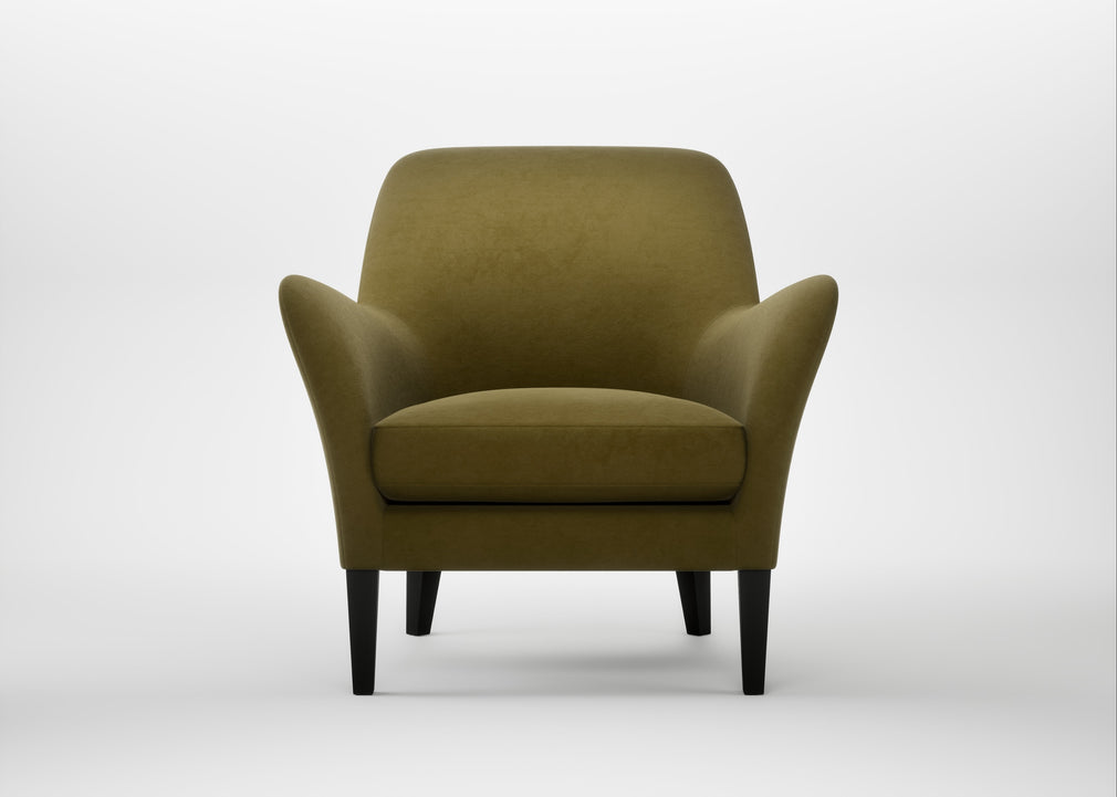 Wallis Armchair Wool Velvet Olive / Black