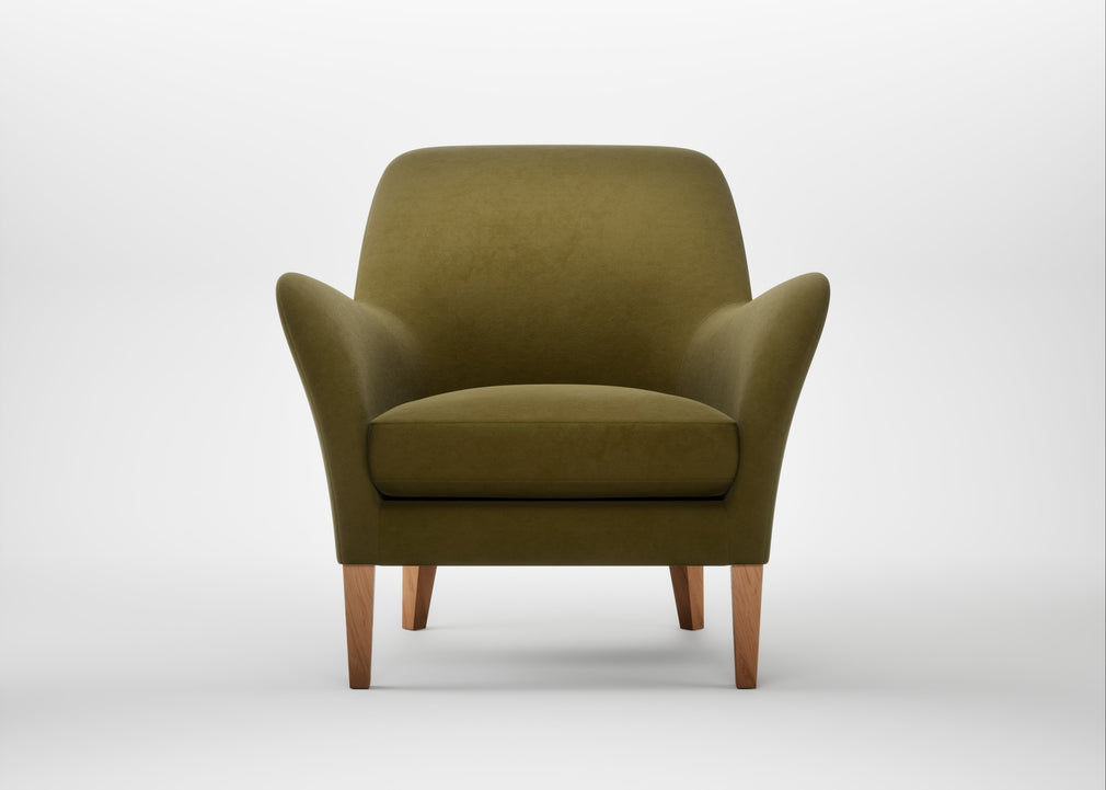 Wallis Armchair Wool Velvet Olive / Natural