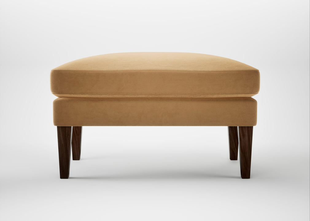 Wallis Ottoman Wool Velvet Camel / Walnut Stained