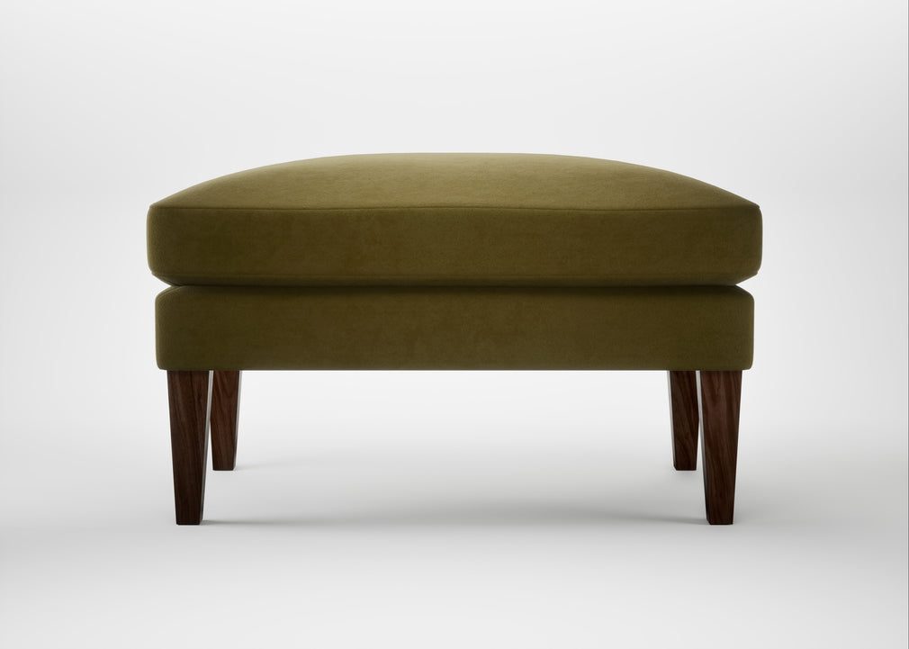 Wallis Ottoman Wool Velvet Olive / Walnut Stained