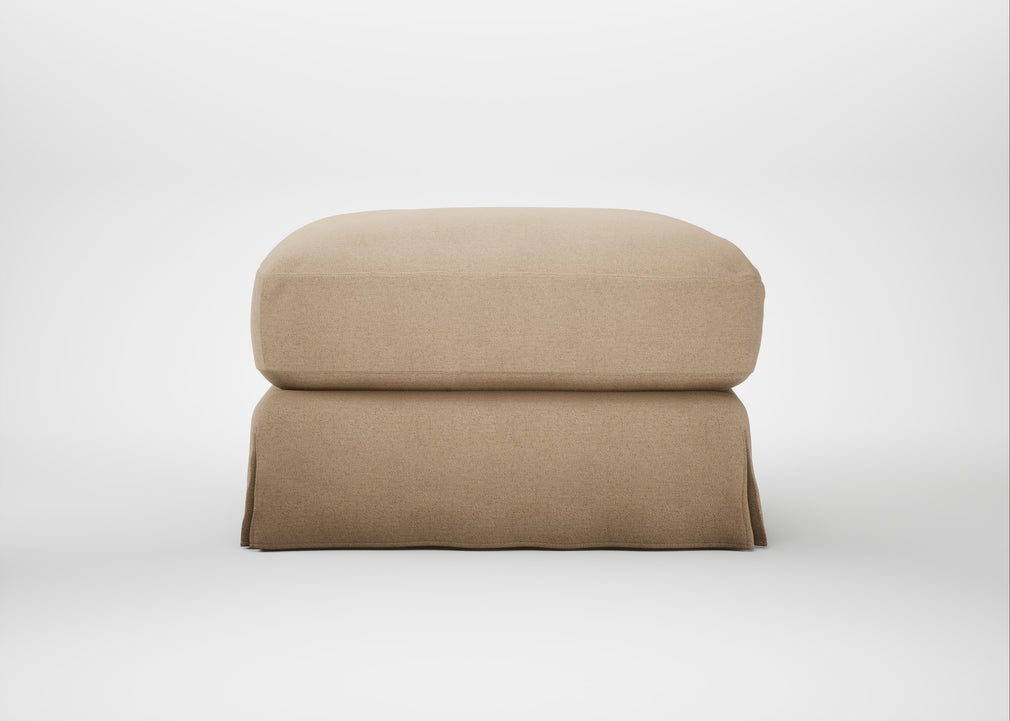 Tailor Loose Cover Rectangular Footstool Capelo Linen-Cotton Bamboo