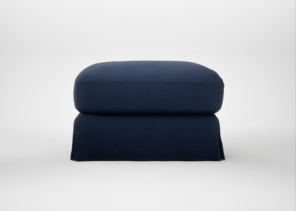 Tailor Loose Cover Rectangular Footstool Capelo Linen-Cotton Inkspot