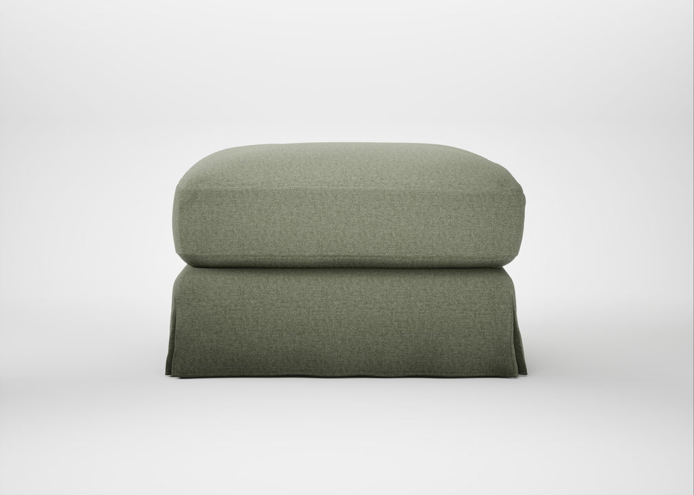Tailor Loose Cover Rectangular Footstool Capelo Linen-Cotton Sage