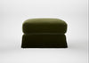 Tailor Loose Cover Rectangular Footstool Cotton Velvet Evergreen
