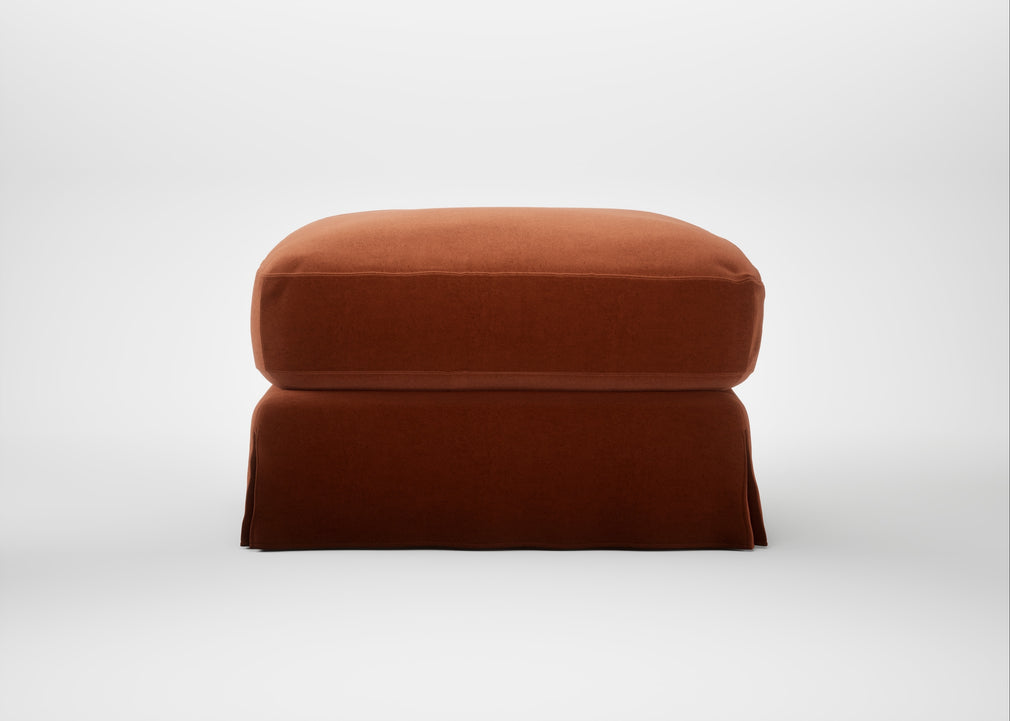 Tailor Loose Cover Rectangular Footstool Cotton Velvet Russet