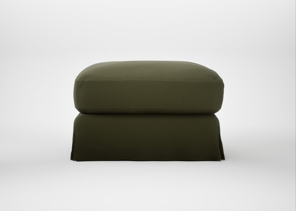 Tailor Loose Cover Rectangular Footstool Smart Cotton Linen Myrtle
