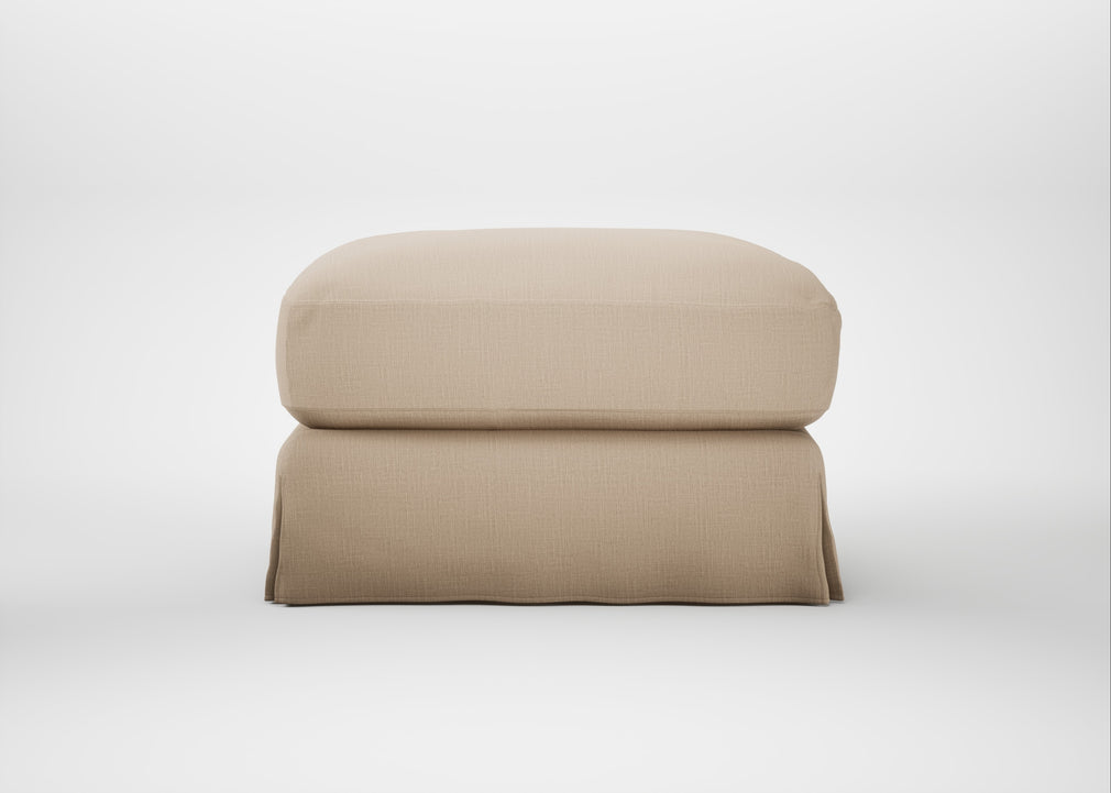 Tailor Loose Cover Rectangular Footstool Smart Cotton Linen Rice