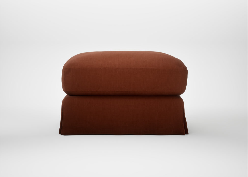 Tailor Loose Cover Rectangular Footstool Smart Cotton Linen Rust