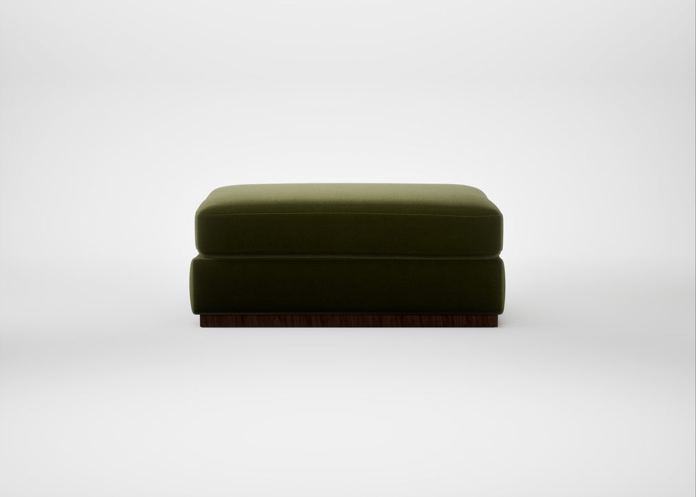 Trento Ottoman Cotton Velvet Evergreen