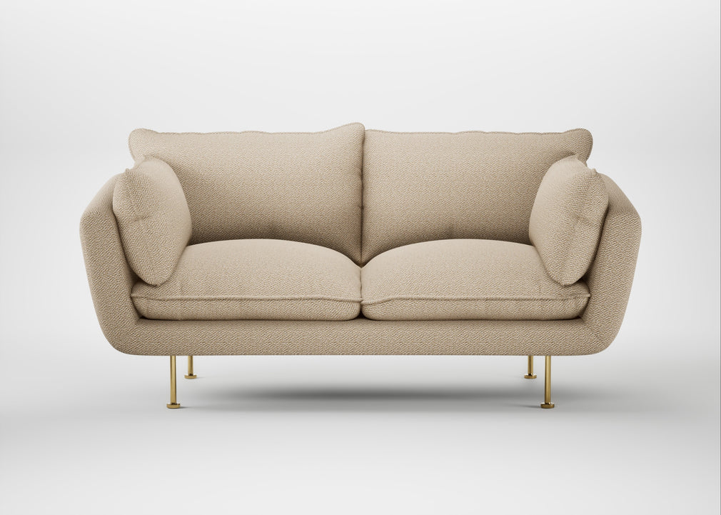 Allora 2 Seater Sofa Loop Twill Fossil / Brass