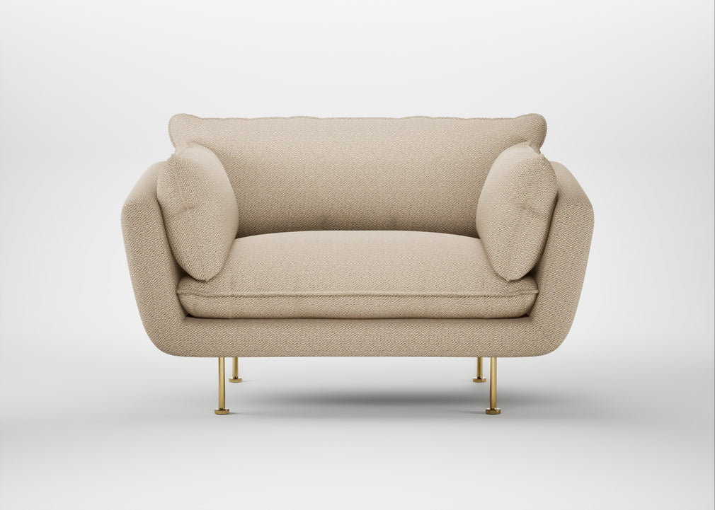 Allora Loveseat Loop Twill Fossil / Brass