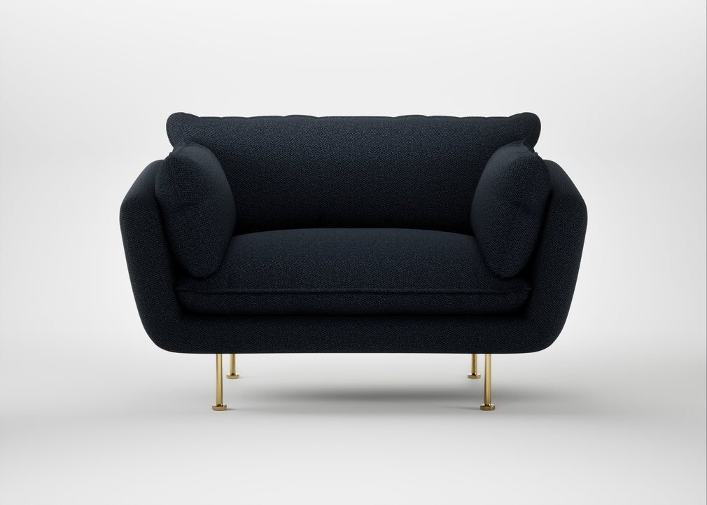 Allora Loveseat Loop Boucle Twill Midnight / Brass
