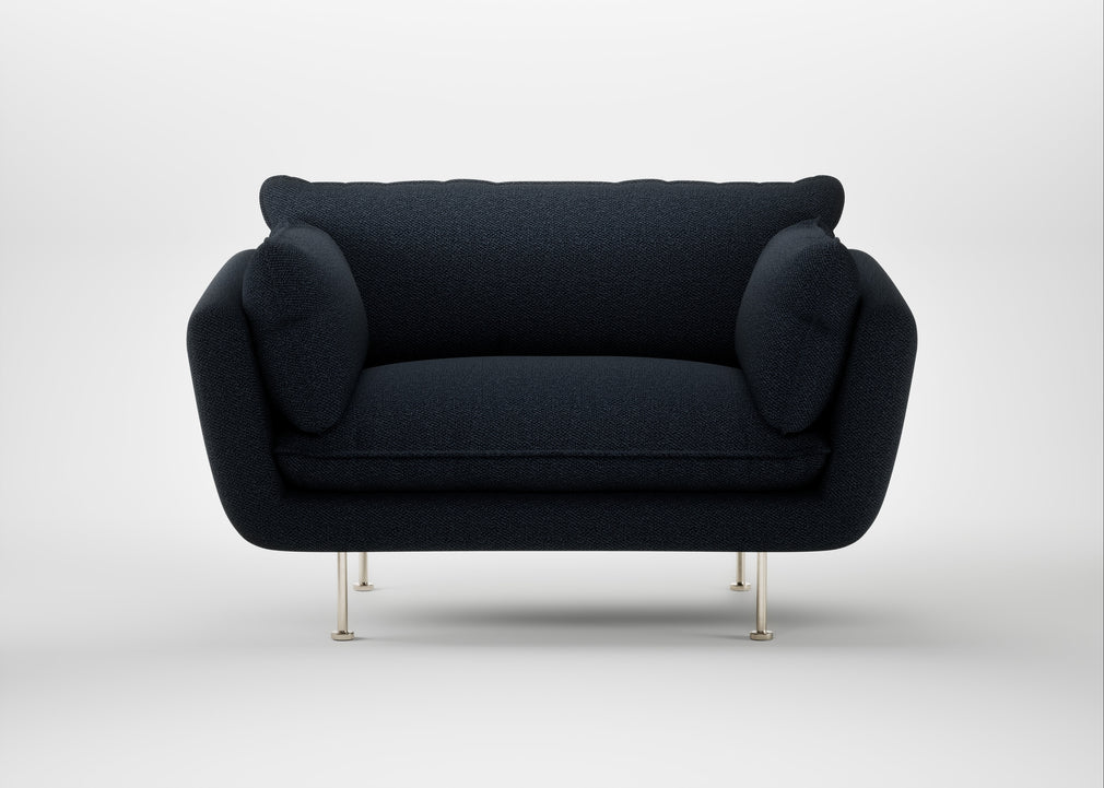 Allora Loveseat Loop Boucle Twill Midnight / Stainless Steel