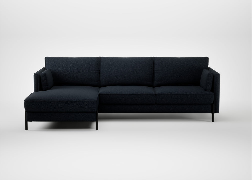 Tortona Left Hand Facing Chaise Sofa Loop Twill Midnight / Black