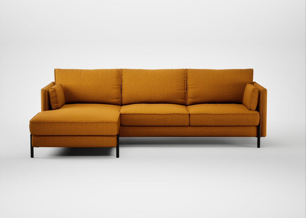 Tortona Left Hand Facing Chaise Sofa Loop Twill Ochre / Black