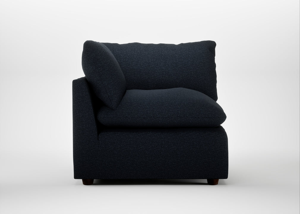 Astrid Corner Unit Loop Boucle Twill Midnight / Walnut Stained Beech